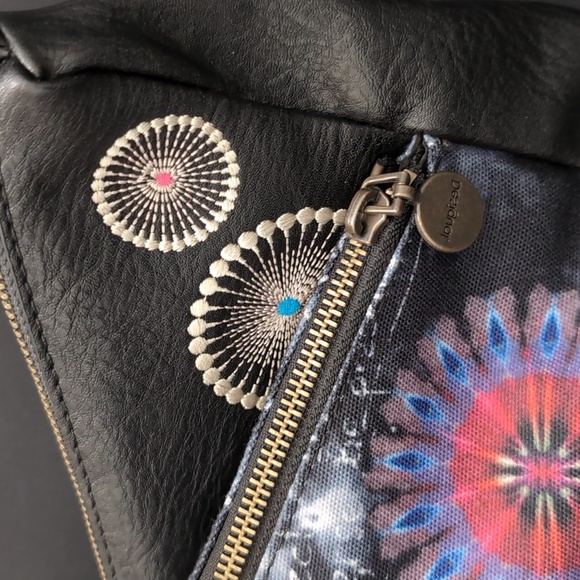 Desigual Women's Asymetrical Stylish Black /Multicolor Crossbody Bag. - Picture 4 of 15